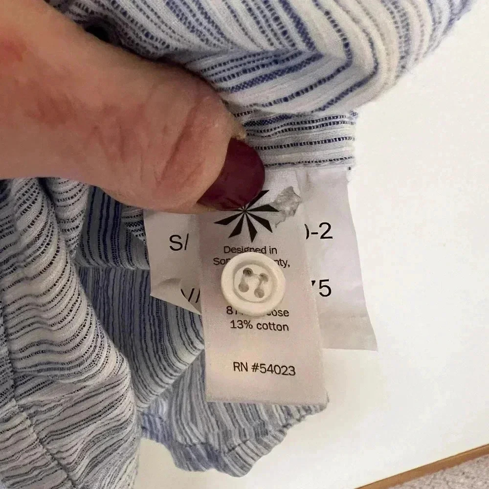 Athleta Button Down Top Lightweight Striped Butto… - image 7